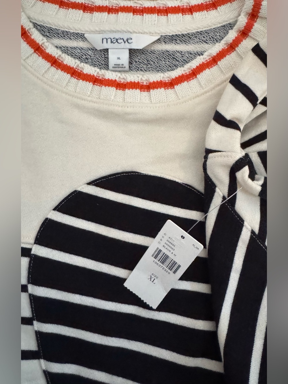 NWT Size XL - Anthropologie Striped Heart Sweatshirt 84% Cotton - Picture 5 of 16